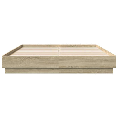 Bedframe Bewerkt Hout Sonoma Eikenkleurig 160X200 Cm