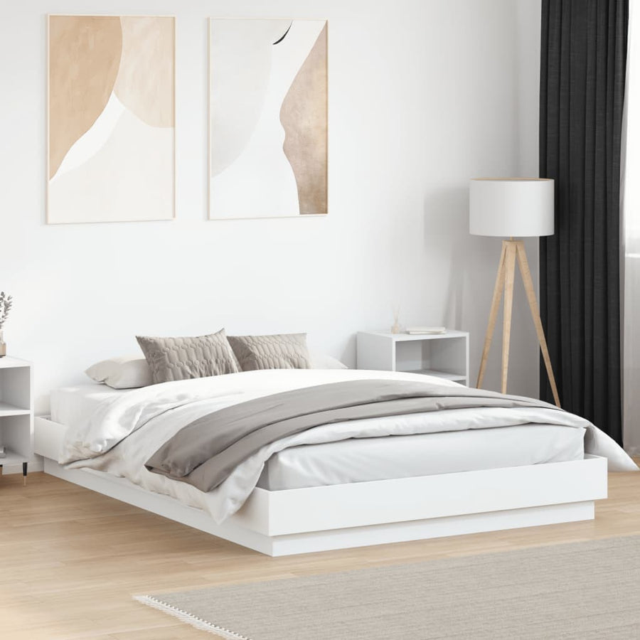 Bedframe bewerkt hout wit 150x200 cm