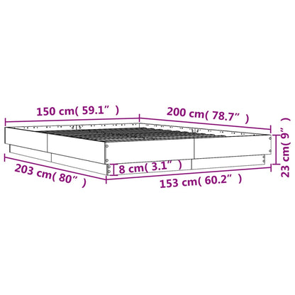 Bedframe bewerkt hout wit 150x200 cm