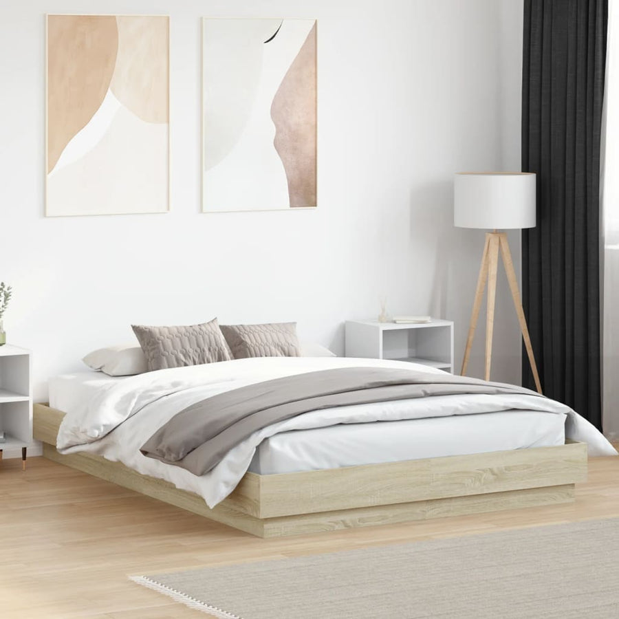 Bedframe bewerkt hout sonoma eikenkleurig 150x200 cm