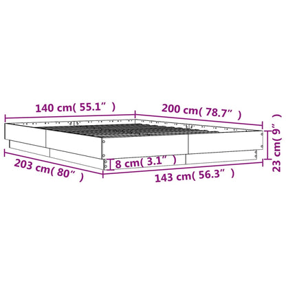 Bedframe bewerkt hout sonoma eikenkleurig 140x200 cm