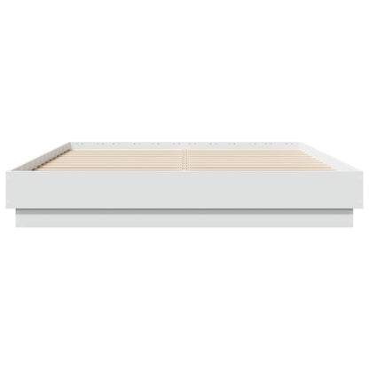 Bedframe LED massief hout wit 120x200 cm
