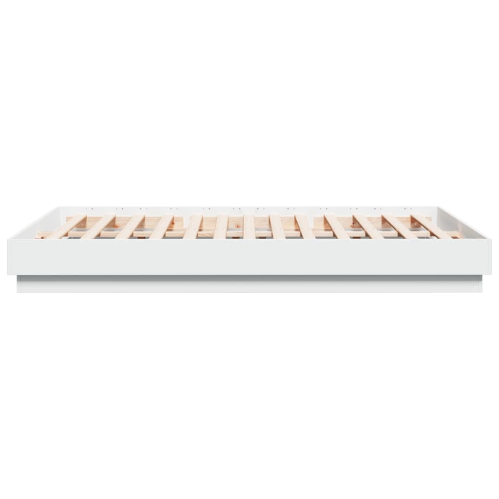 Bedframe LED massief hout wit 120x200 cm