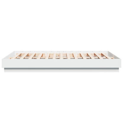 Bedframe LED massief hout wit 120x200 cm