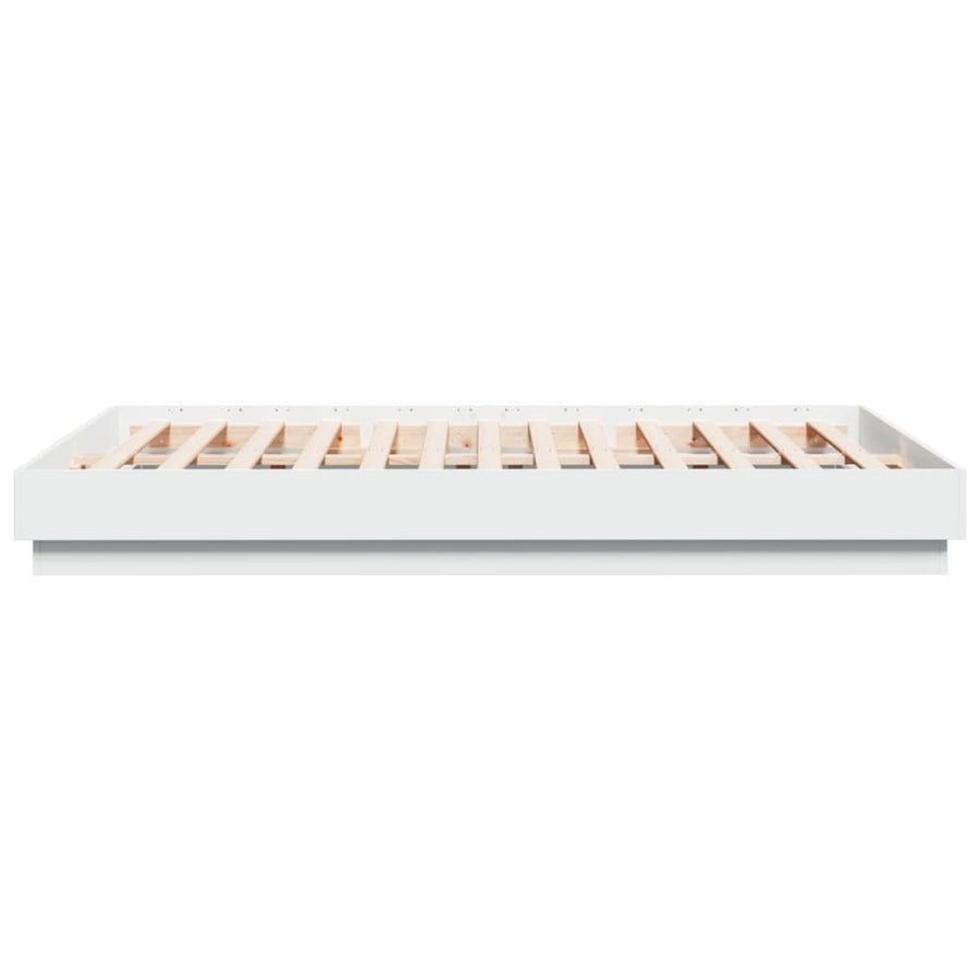 Bedframe LED massief hout wit 120x200 cm