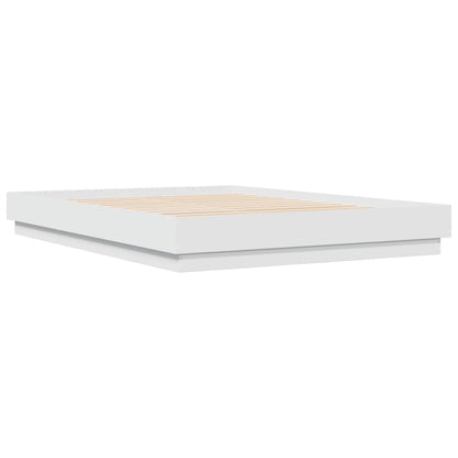 Bedframe LED massief hout wit 120x200 cm