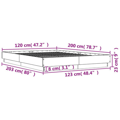 Bedframe LED massief hout wit 120x200 cm