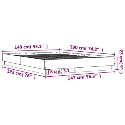 Bedframe bewerkt hout sonoma eikenkleurig 90x190 cm