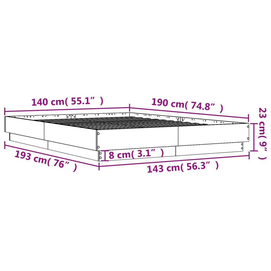 Bedframe bewerkt hout sonoma eikenkleurig 90x190 cm