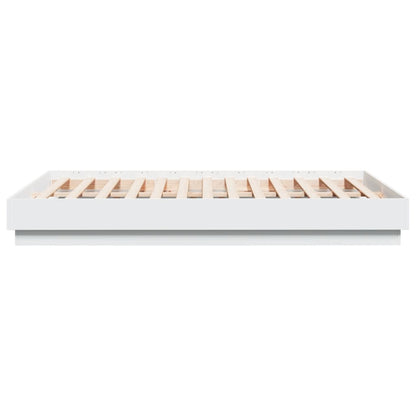 Bedframe bewerkt hout wit 135x190 cm