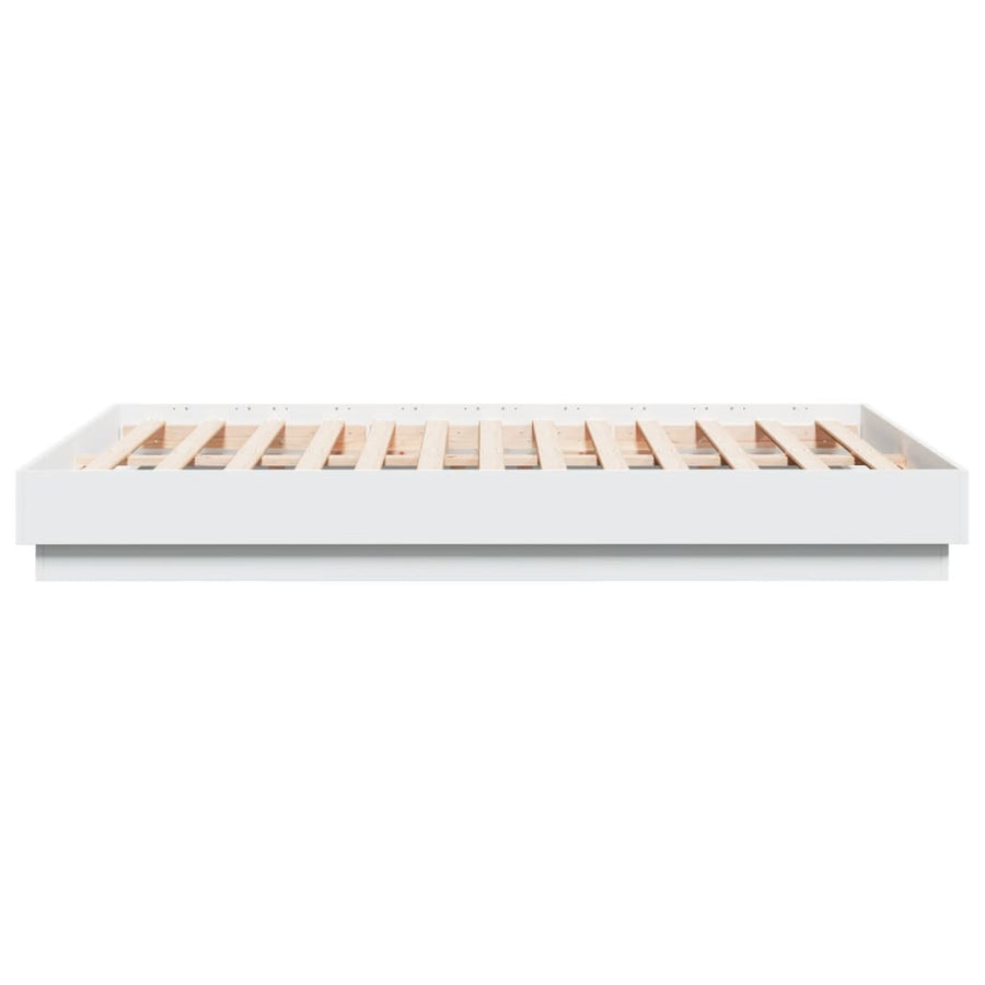 Bedframe bewerkt hout wit 135x190 cm
