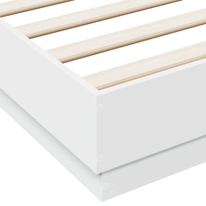Bedframe bewerkt hout wit 135x190 cm