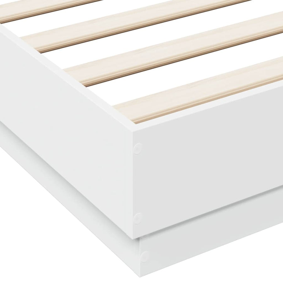 Bedframe bewerkt hout wit 135x190 cm