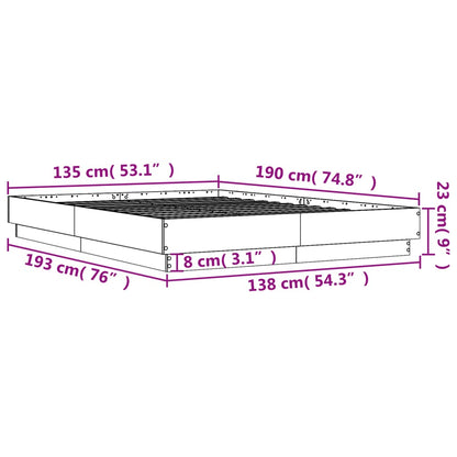 Bedframe bewerkt hout sonoma eikenkleurig 135x190 cm