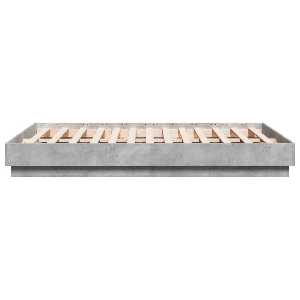 Bedframe bewerkt hout betongrijs 135x190 cm