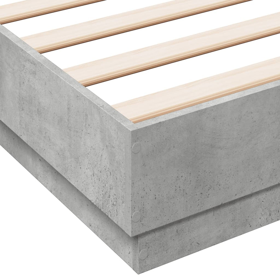 Bedframe bewerkt hout betongrijs 135x190 cm