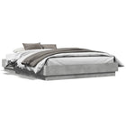 Carved wood bed frame concrete gray 135x190 cm