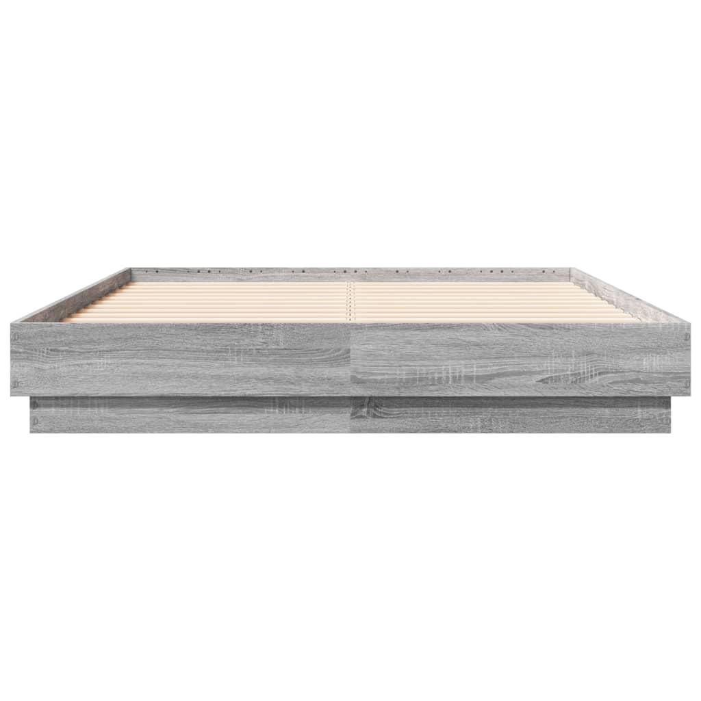 Bedframe bewerkt hout grijs sonoma eikenkleurig 135x190 cm