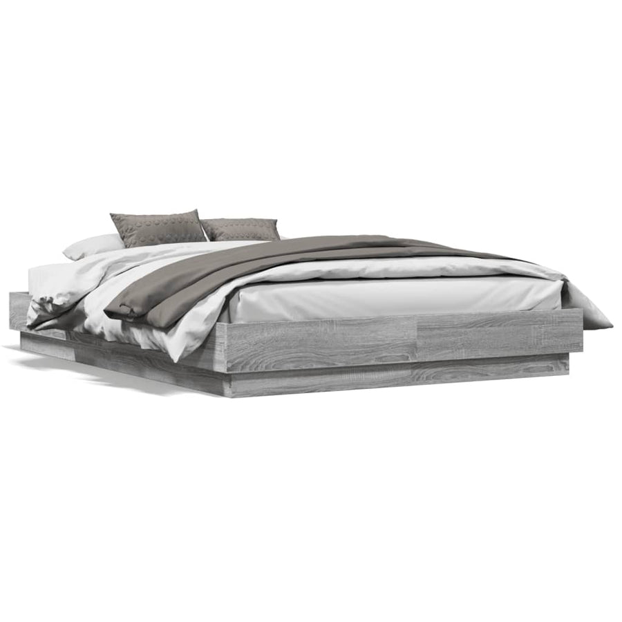 Bedframe bewerkt hout grijs sonoma eikenkleurig 135x190 cm