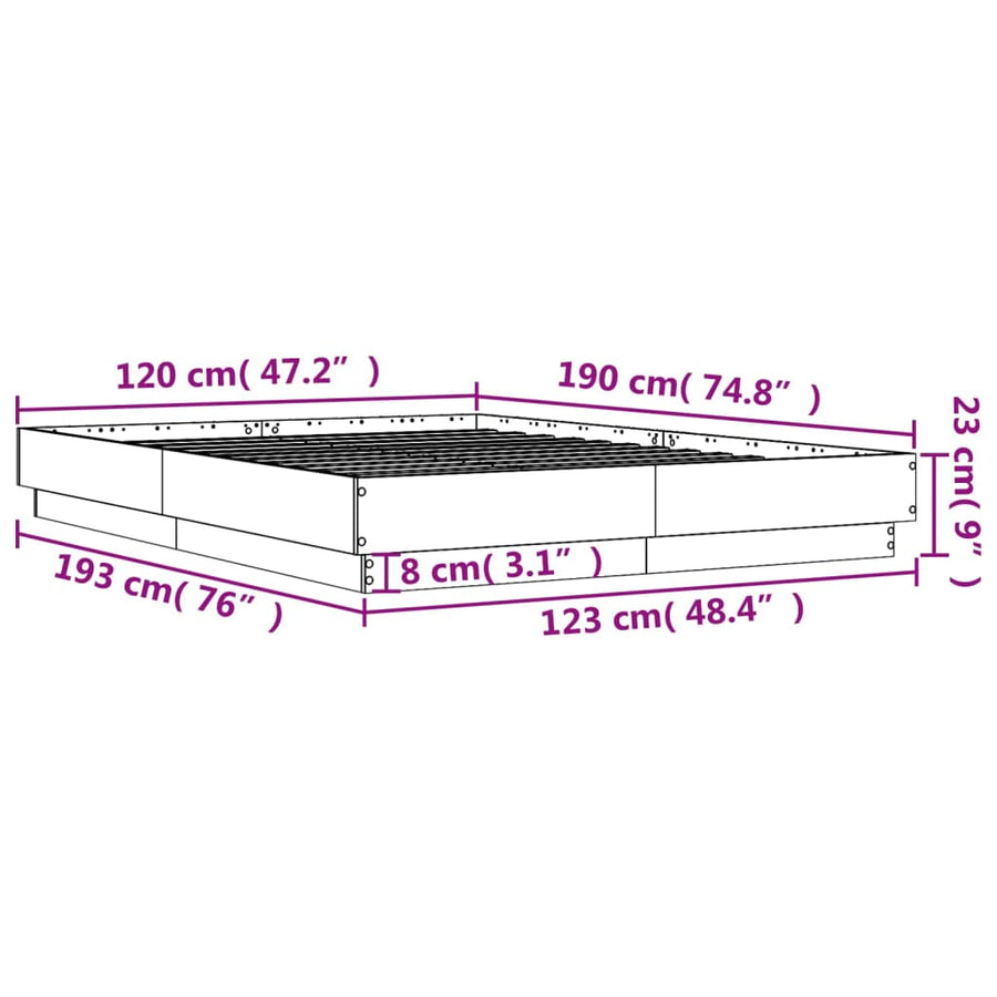 Bedframe bewerkt hout wit 120x190 cm