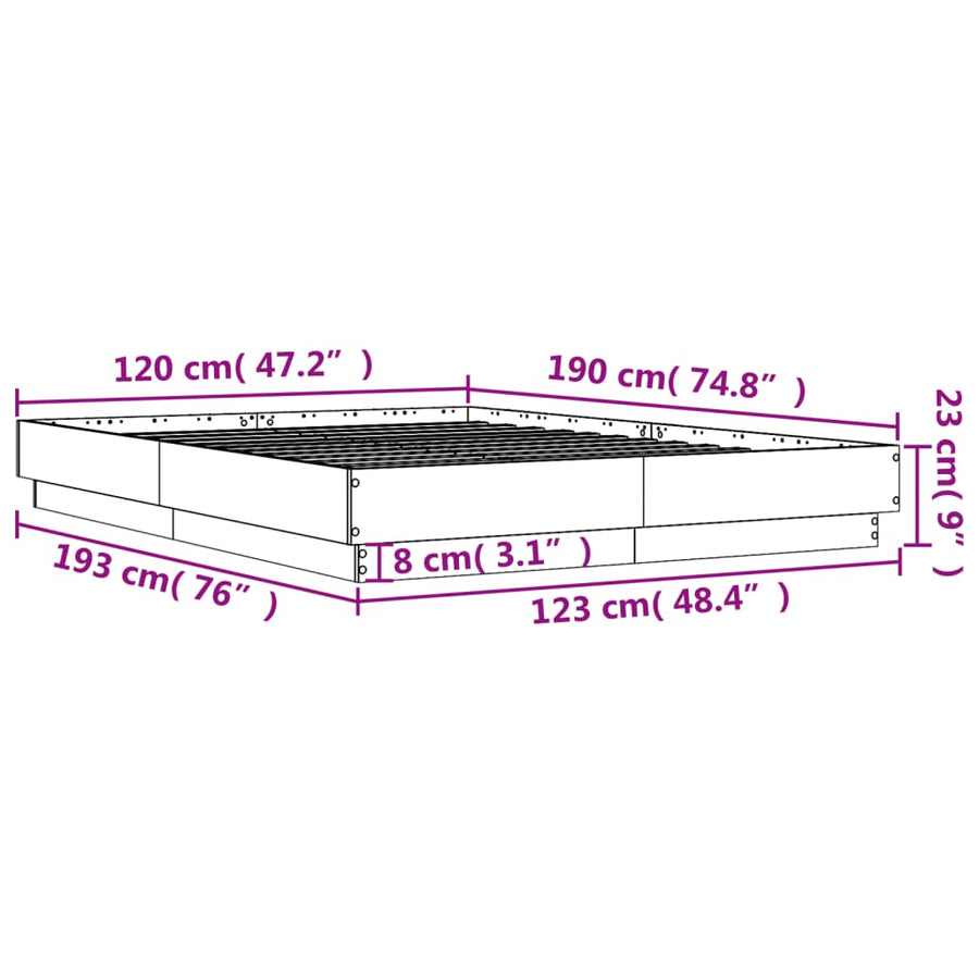 Bedframe bewerkt hout sonoma eikenkleurig 120x190 cm