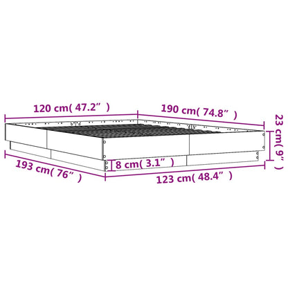 Bedframe bewerkt hout betongrijs 120x190 cm