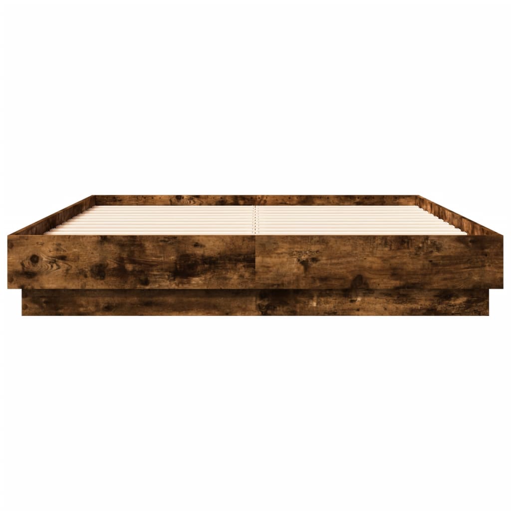 Bedframe bewerkt hout gerookt eikenkleurig 120x190 cm