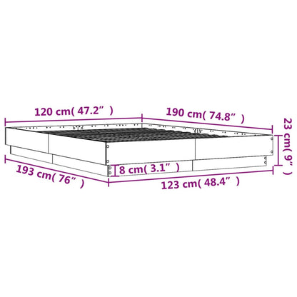 Bedframe bewerkt hout gerookt eikenkleurig 120x190 cm