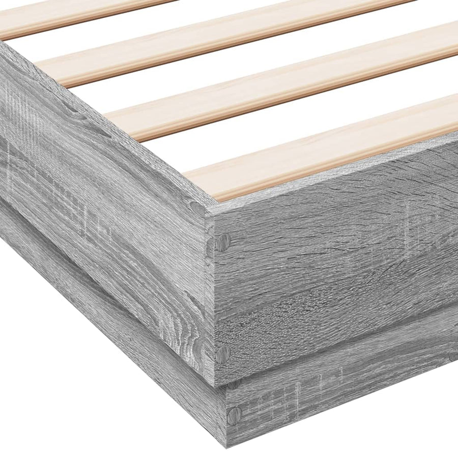 Bedframe bewerkt hout grijs sonoma eikenkleurig 120x190 cm