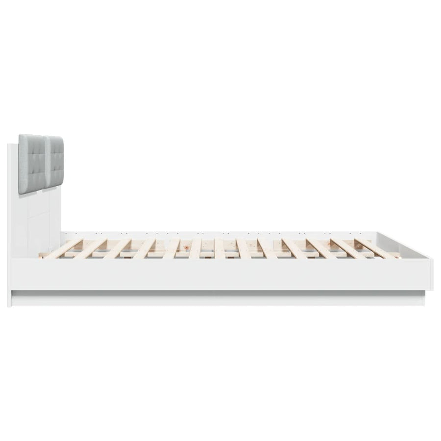 Bedframe Met Hoofdeinde Bewerkt Hout Wit 200X200 Cm