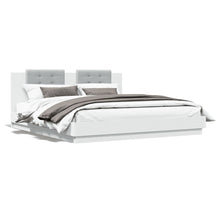 Bedframe Met Hoofdeinde Bewerkt Hout Wit 200X200 Cm