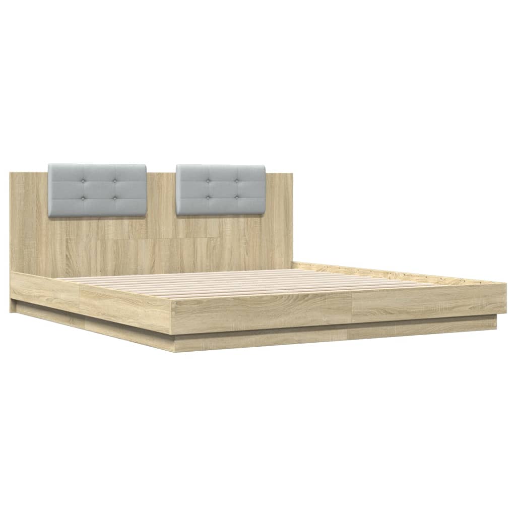 Bedframe Met Hoofdeinde Bewerkt Hout Sonoma Eiken 200X200 Cm