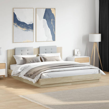 Bedframe Met Hoofdeinde Bewerkt Hout Sonoma Eiken 200X200 Cm