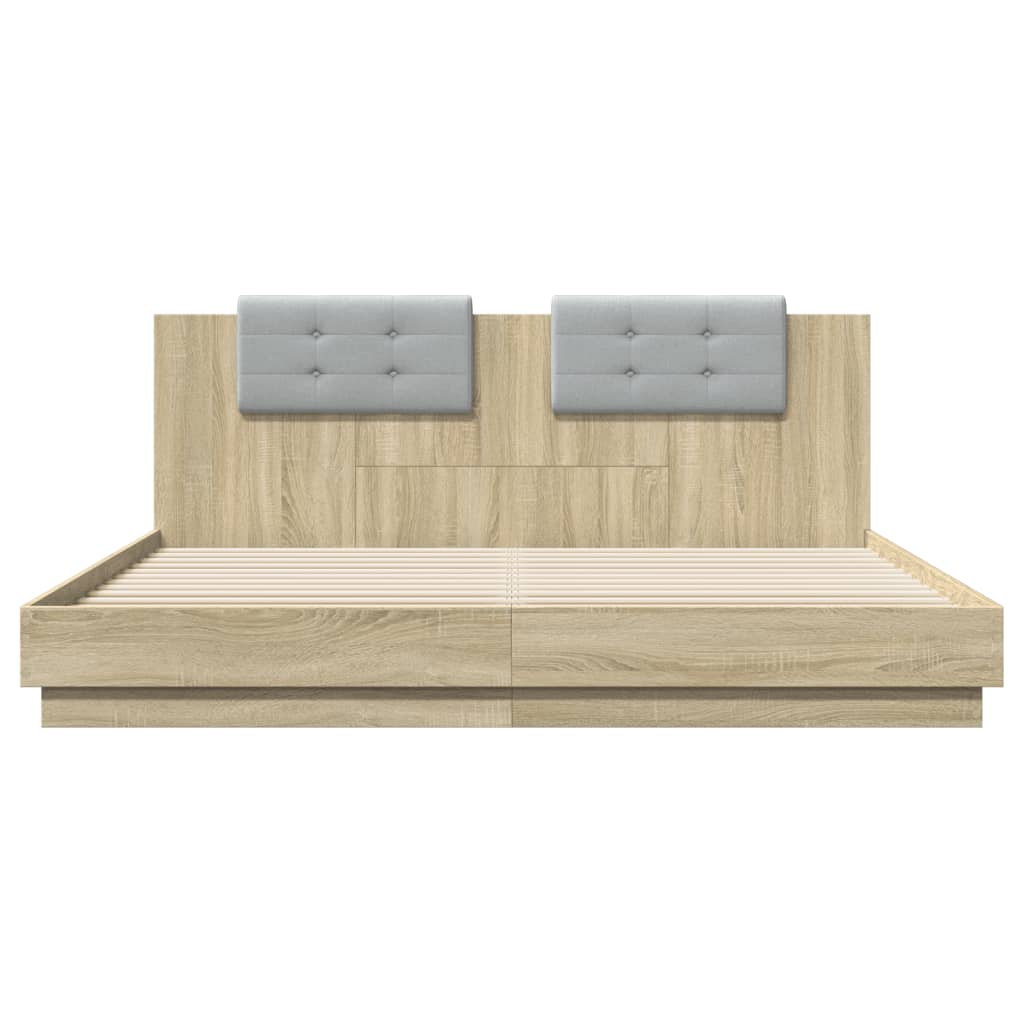 Bedframe Met Hoofdeinde Bewerkt Hout Sonoma Eiken 200X200 Cm