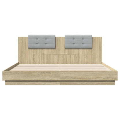 Bedframe Met Hoofdeinde Bewerkt Hout Sonoma Eiken 200X200 Cm