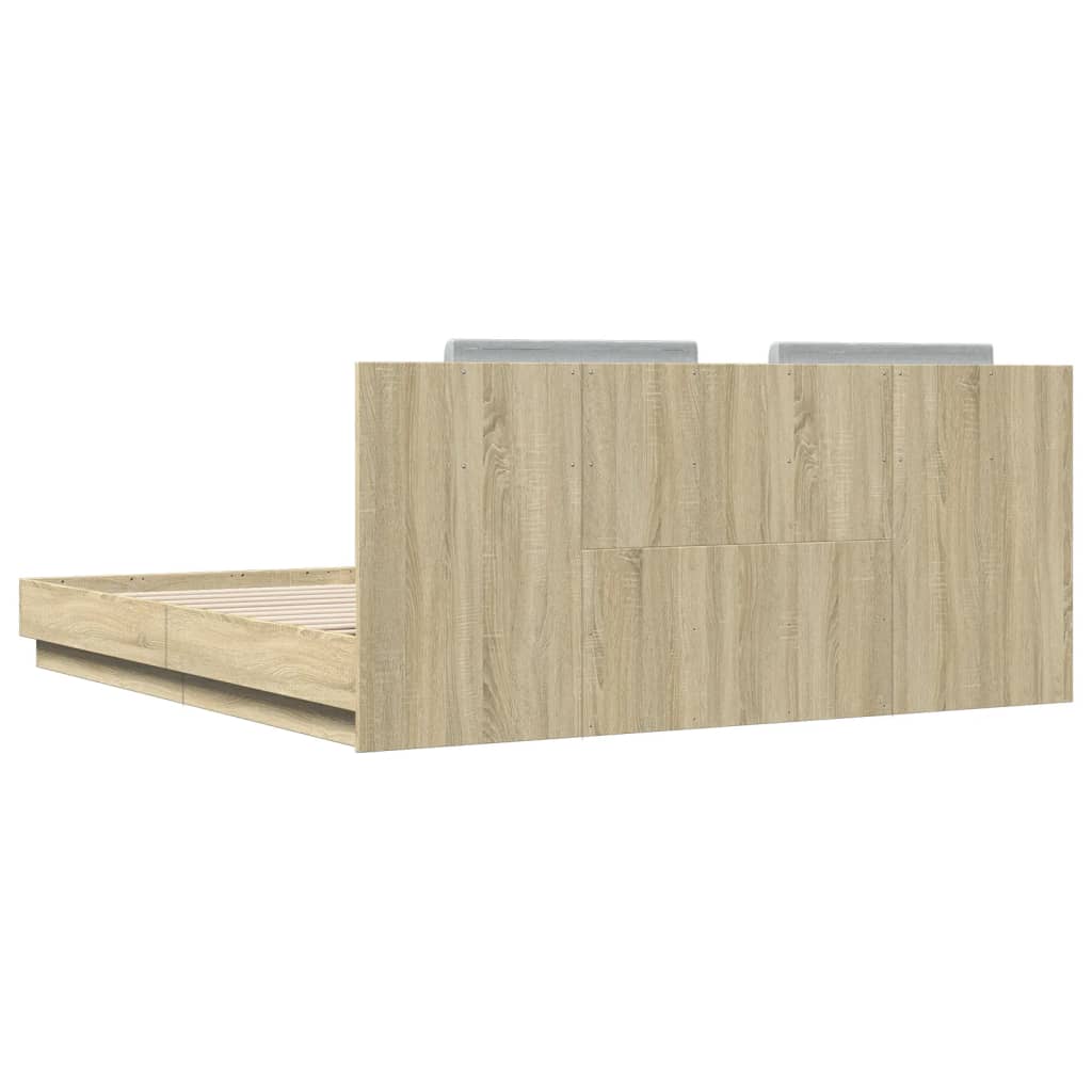 Bedframe Met Hoofdeinde Bewerkt Hout Sonoma Eiken 200X200 Cm