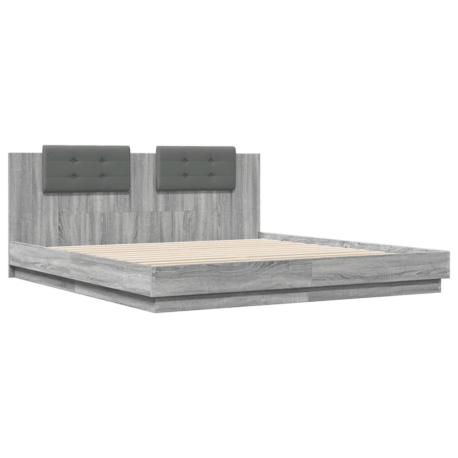 Bedframe Met Hoofdeinde Bewerkt Hout Grijs Sonoma 200X200 Cm
