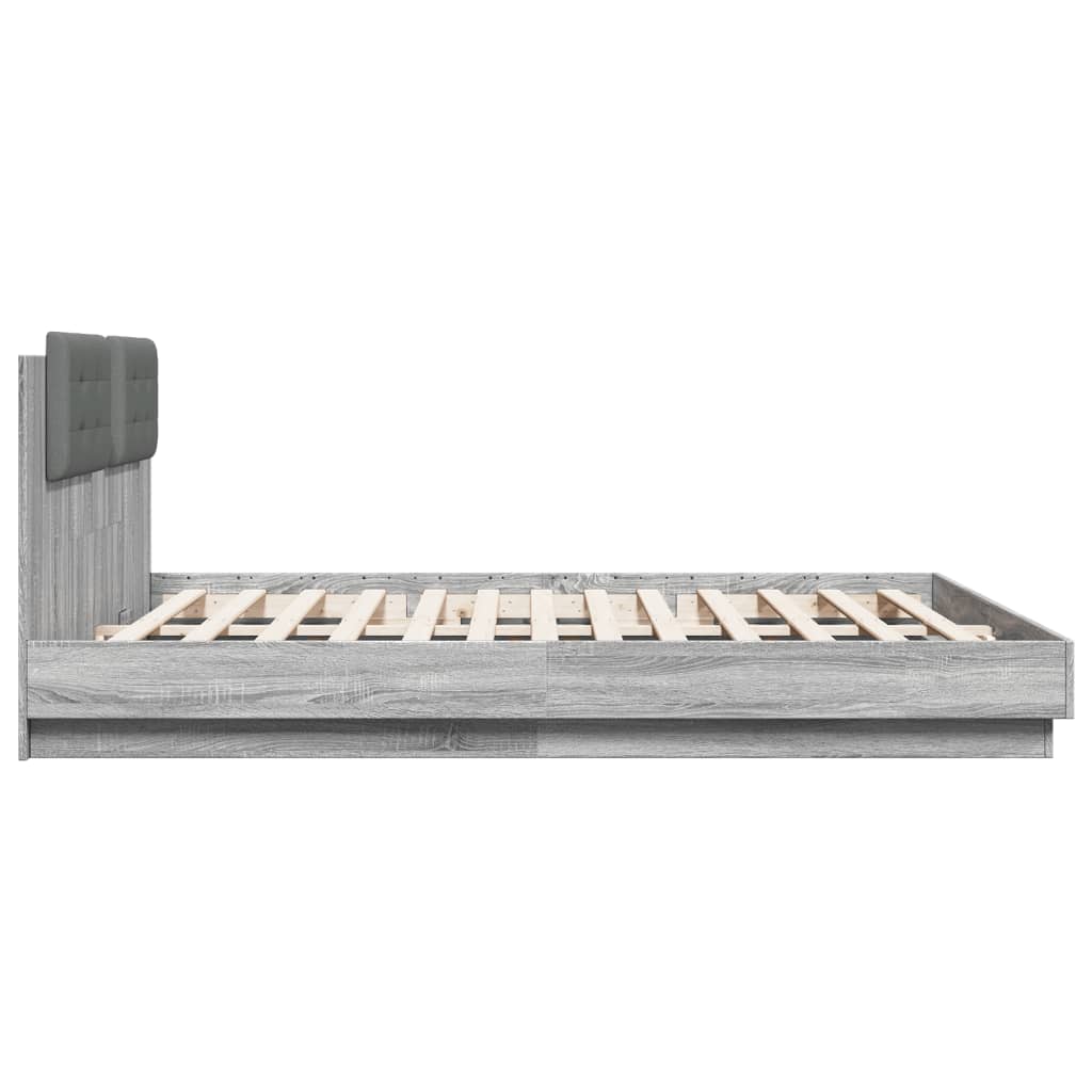 Bedframe Met Hoofdeinde Bewerkt Hout Grijs Sonoma 200X200 Cm