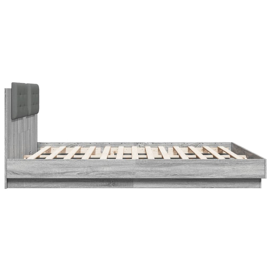 Bedframe Met Hoofdeinde Bewerkt Hout Grijs Sonoma 200X200 Cm