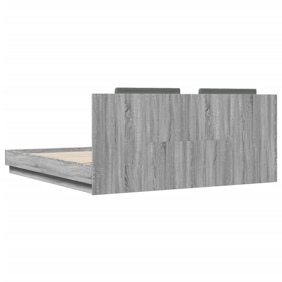 Bedframe Met Hoofdeinde Bewerkt Hout Grijs Sonoma 200X200 Cm