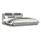 Bed frame with headboard engineered wood grey Sonoma 200x200 cm