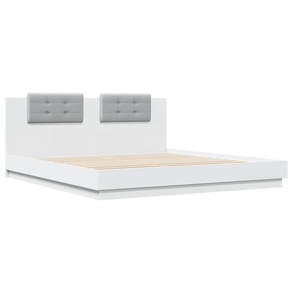 Bedframe Met Hoofdbord Bewerkt Hout Wit 180X200 Cm