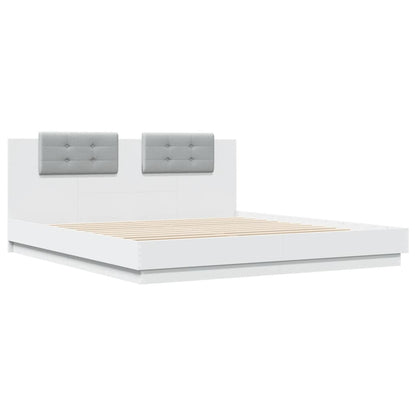 Bedframe Met Hoofdbord Bewerkt Hout Wit 180X200 Cm