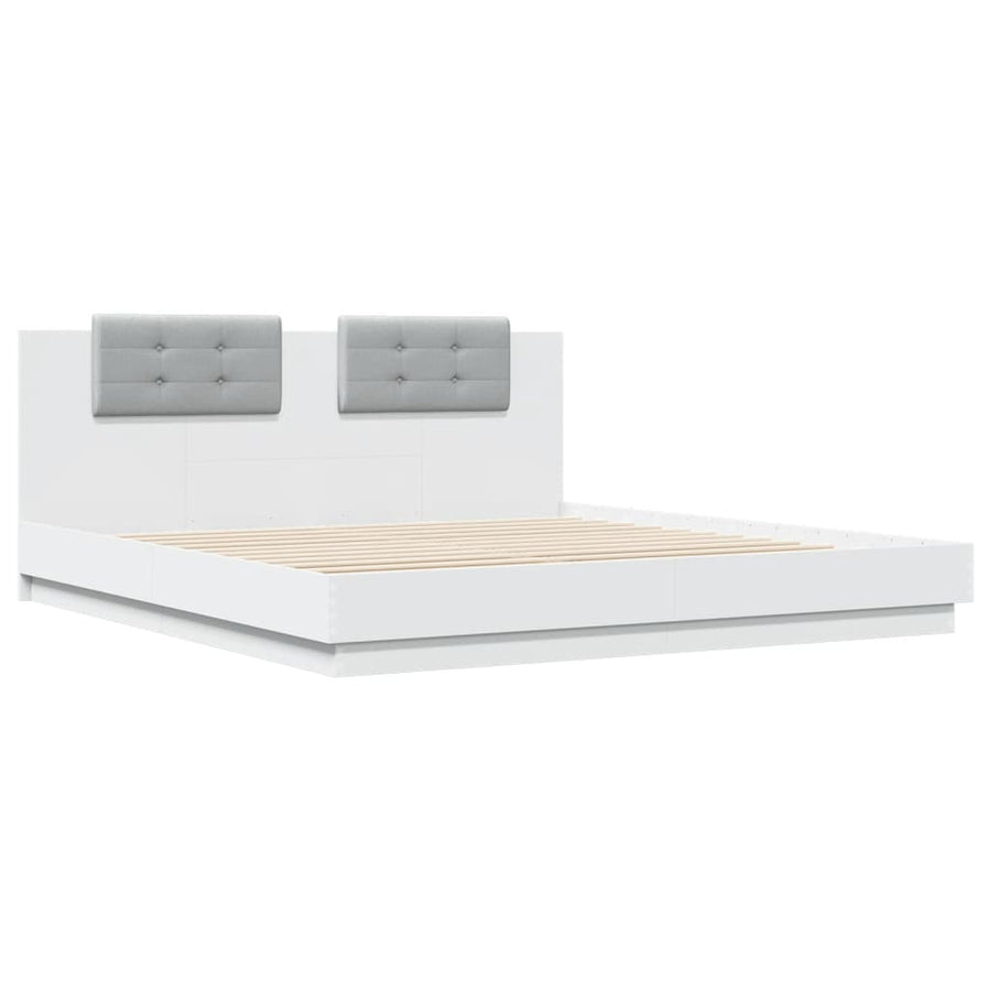 Bedframe Met Hoofdbord Bewerkt Hout Wit 180X200 Cm