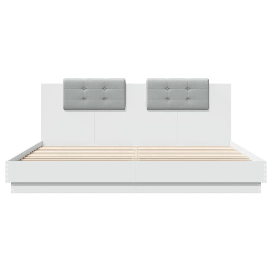 Bedframe Met Hoofdbord Bewerkt Hout Wit 180X200 Cm