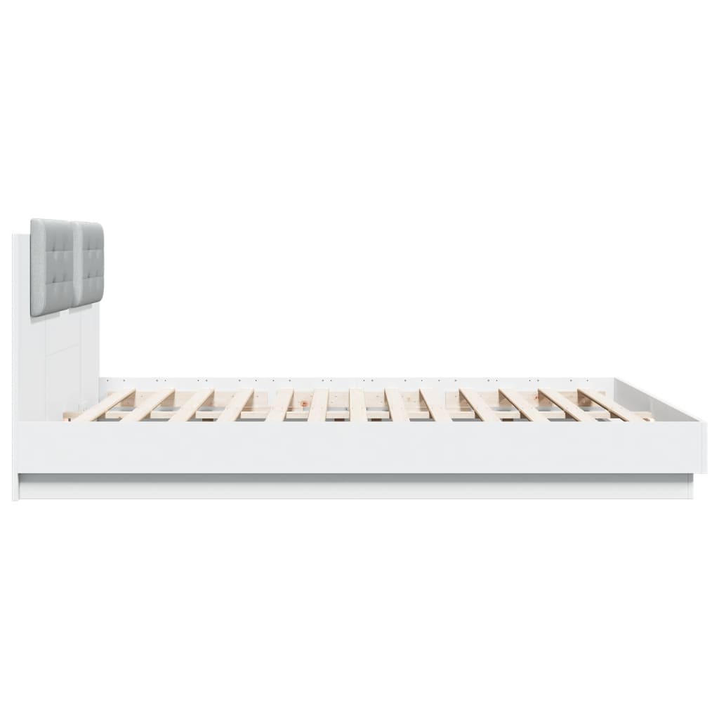 Bedframe Met Hoofdbord Bewerkt Hout Wit 180X200 Cm