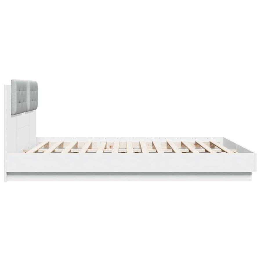 Bedframe Met Hoofdbord Bewerkt Hout Wit 180X200 Cm