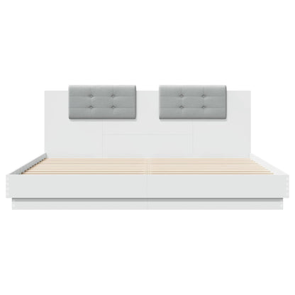 Bedframe Met Hoofdbord Bewerkt Hout Wit 160X200 Cm