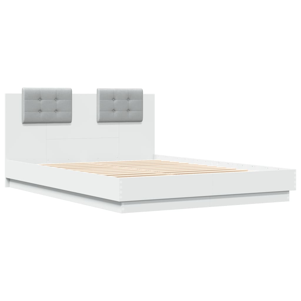 Bedframe Met Hoofdeinde Bewerkt Hout Wit 150X200 Cm