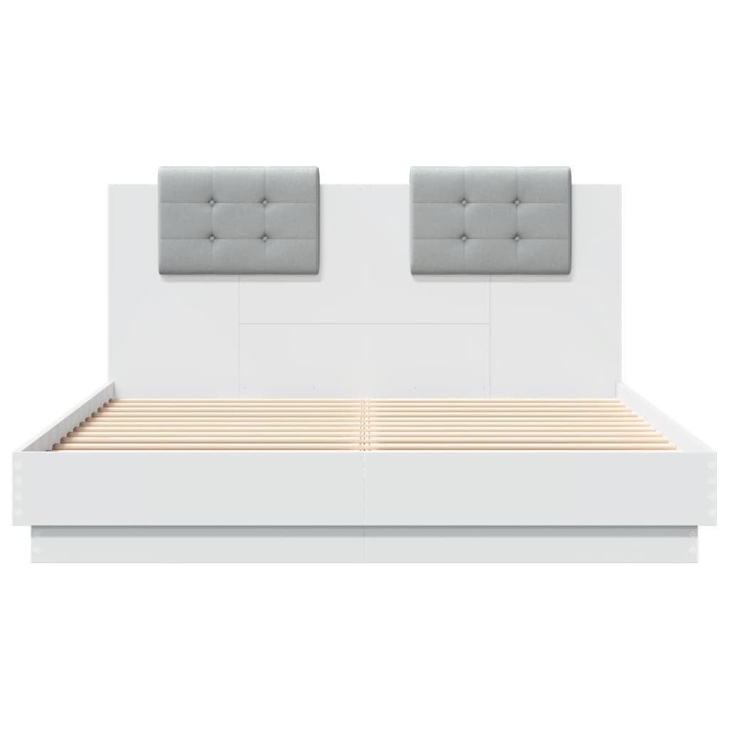 Bedframe Met Hoofdeinde Bewerkt Hout Wit 150X200 Cm